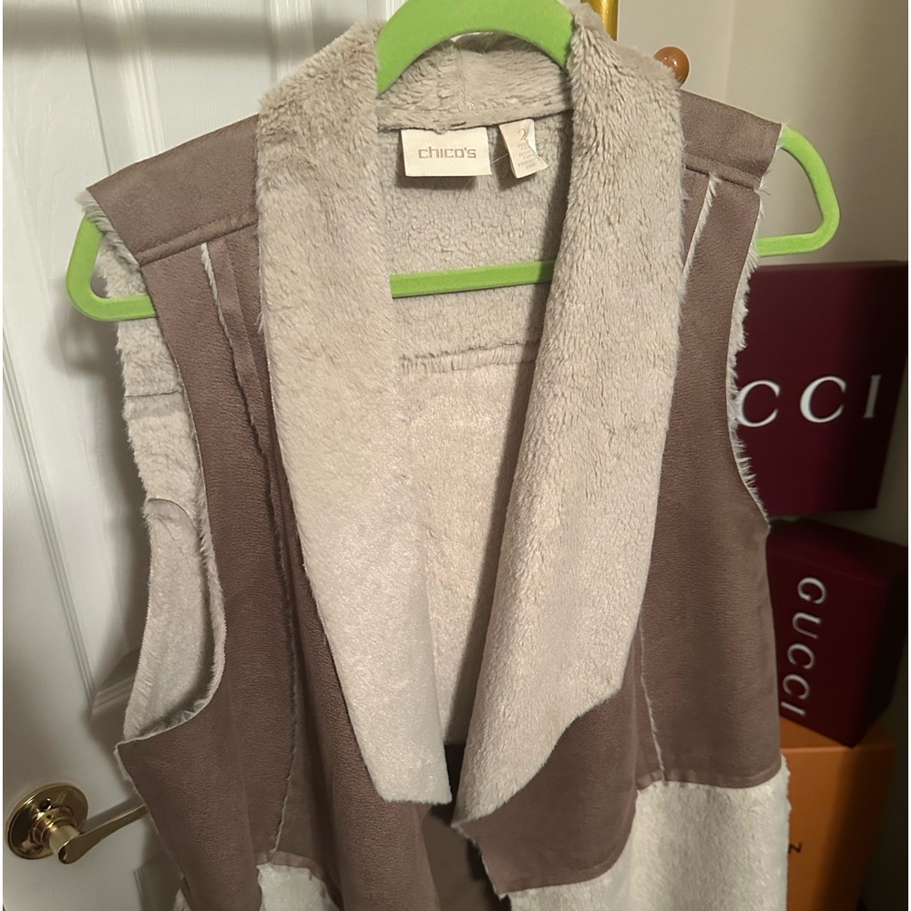 Chicos Shearling and Suede Vest